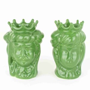 Teste di moro siciliane H cm 14 ceramica di Caltagirone