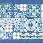 Patchwork piastrelle decorate a mano toni marini blu e verde