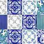 Patchwork mattonelle siciliane decorate a mano toni marini blu e verde