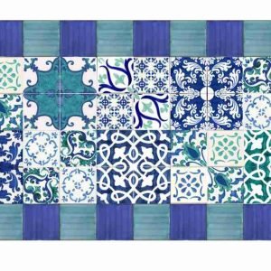 Patchwork piastrelle moderne serie Basic decorate a mano tonalita' marine verde-blu