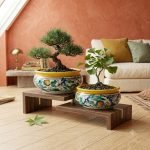 Coppia Porta vasi per Bonsai in Ceramica di Caltagirone, Ceramica siciliana