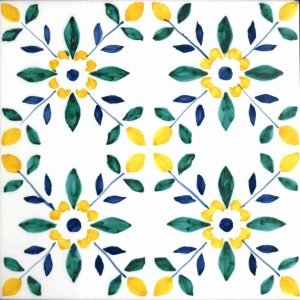 Piastrella cm 20x20 decorata a mano Caltagirone Serie Basic decoro Acate
