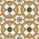 Piastrella cm 30×30 decorata a mano Caltagirone Serie Sicula decoro Falcone