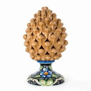 Pigna Traforata portacandela H cm 30 in Ceramica di Caltagirone Fatta a Mano