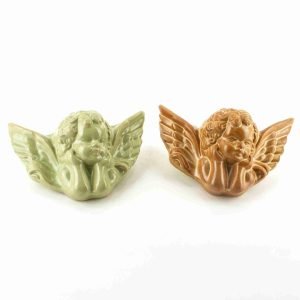 Angelo in Ceramica di Caltagirone Fatto a Mano, Idea Regalo di Natale 2 Pezzi