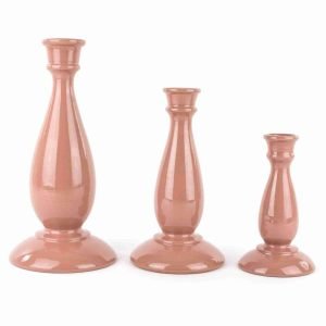 Set 3 portacandela in Ceramica siciliana Fatti a Mano, Idea Regalo di Natale (Rosa)