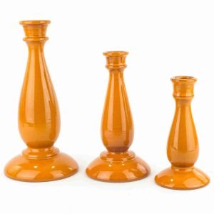 Set 3 portacandela in Ceramica siciliana Fatti a Mano, Idea Regalo di Natale (Arancione)