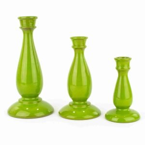 Set 3 portacandela in Ceramica siciliana Fatti a Mano, Idea Regalo di Natale (Verde)
