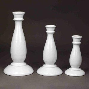 Set 3 portacandele bianchi in ceramica di Caltagirone fatta a mano
