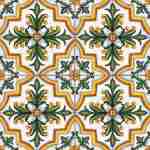 Piastrella decorata a mano in ceramica di Caltagirone Serie Sicula decoro Casteldijiudica