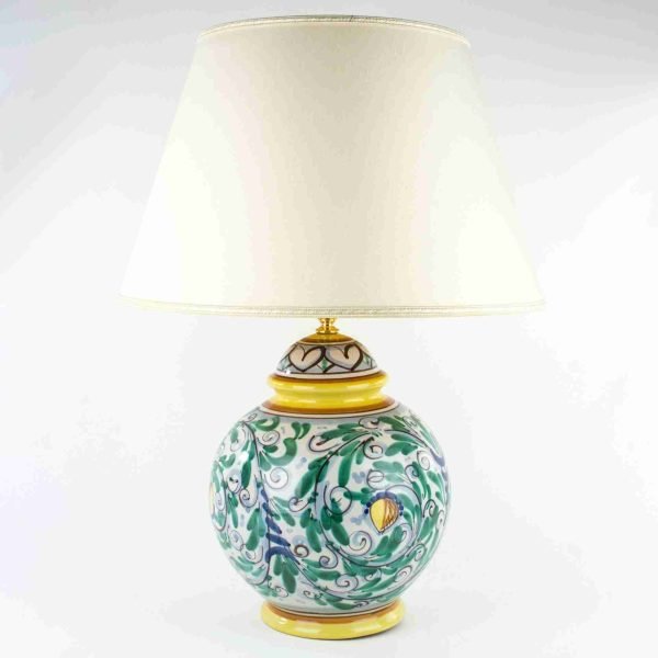 Handdekorierte Caltagirone Keramiklampe, künstlerische Tischlampe