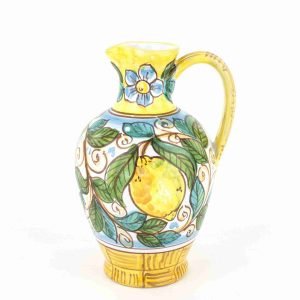 Oliera in Ceramica Decorata a Mano, oliera siciliana, Ceramica di Caltagirone Made in Italy (Limoni)