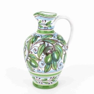Oliera in Ceramica Decorata a Mano, oliera siciliana, Ceramica di Caltagirone Made in Italy (Olive)