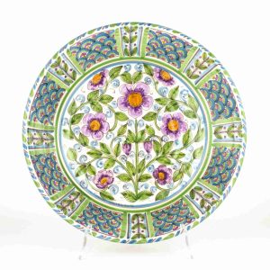 Piatto Decorativo in Ceramica di Caltagirone, fangotto Decorato a Mano