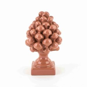 Pigna bomboniera Rosa H cm 12 in Ceramica di Caltagirone Fatta a Mano