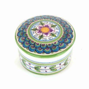 Scatola con Coperchio in Ceramica di Caltagirone Decorata a Mano