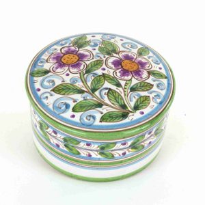 Scatola con Coperchio in Ceramica di Caltagirone Decorata a Mano