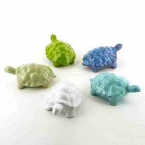 Tartarughe in Ceramica siciliana di Caltagirone Fatte a Mano, Set 5 Pezzi Colorati