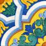 Piastrella cm 30×30 decorata a mano Caltagirone Serie Ispanica decoro Malaga