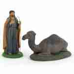 Set 2 Personaggi Presepe, statuine in terracotta decorate a mano Pastore con cammello