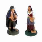 2 Statuine Presepe H 16 cm, statuina in terracotta zampognaro + statuina ragazza. Presepe di Caltagirone decorate a mano