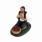 Set 2 Personaggi Presepe, statuine in terracotta decorate a mano Pastore con agnellino + Contadino inginocchiato, presepe in ceramica di Caltagirone
