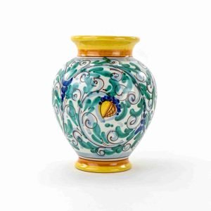 Vaso portafiori Fatto a Mano in Ceramica di Caltagirone H cm 25 '600 Giallo