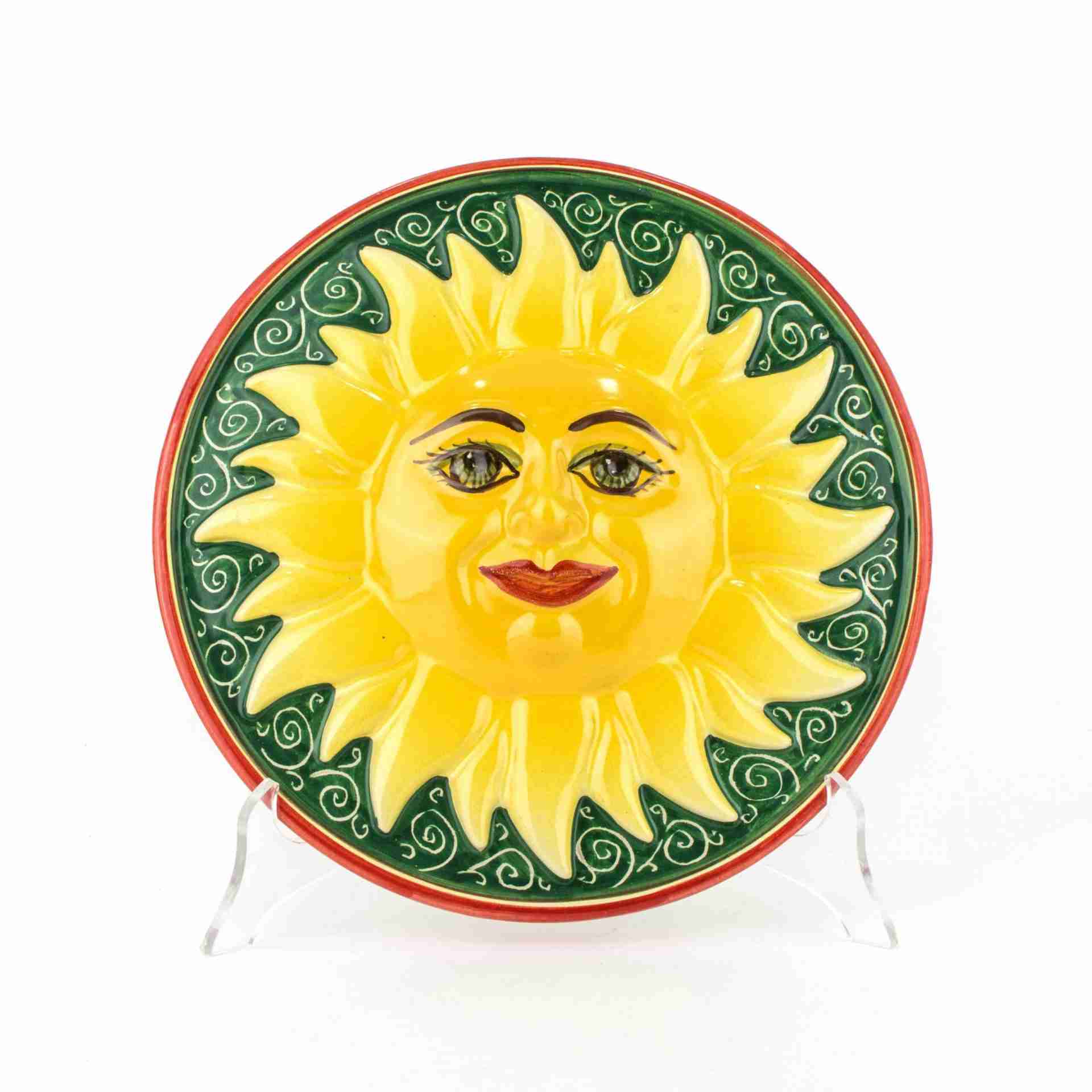 Sole medaglione in Ceramica da appendere fatto a mano Made in Italy