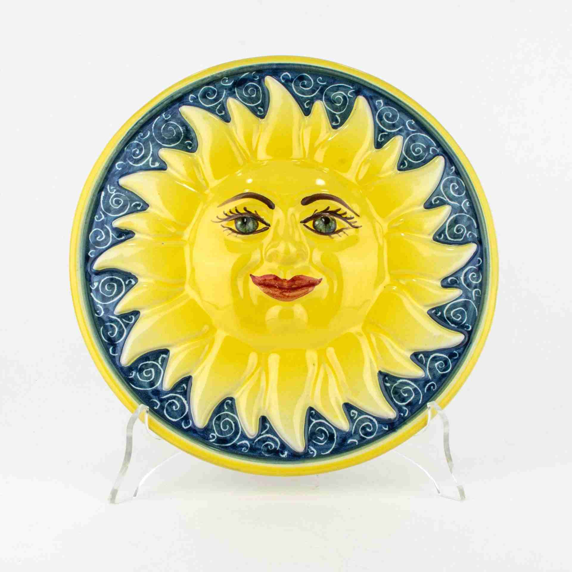 Sole medaglione in Ceramica da appendere fatto a mano Made in Italy