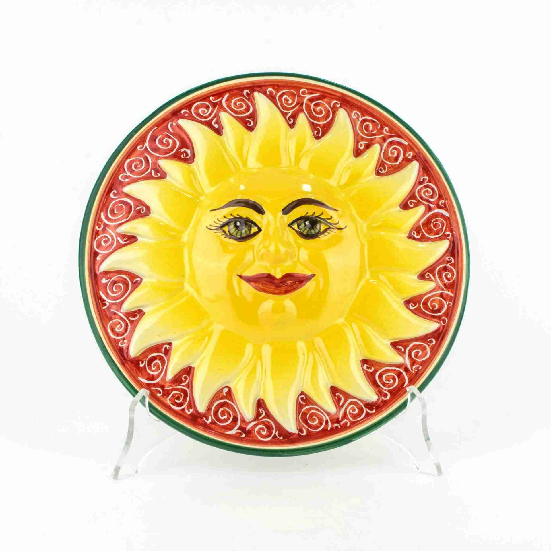 Sole medaglione in Ceramica da appendere fatto a mano Made in Italy