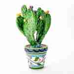 Vaso Ficodindia in Ceramica di Caltagirone Decorato a Mano, fico d’india Vaso
