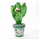 Vaso Ficodindia in Ceramica di Caltagirone Decorato a Mano, fico d’india Vaso