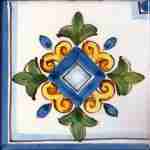 Piastrella di Caltagirone in ceramica decorata a mano serie Sicula decoro Bagheria