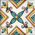 Piastrella di Caltagirone decorata a mano serie Sicula decoro Delia