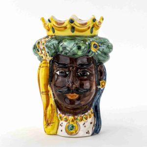 Testa di Moro siciliana Decorata H cm 17 Fatta a Mano