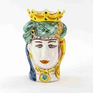 Testa di moro donna decorata H cm 17 fatta a mano Sicilia