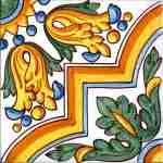 Piastrella decorata a mano in ceramica di Caltagirone serie Sicula decoro Enna
