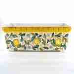 Fioriera rettangolare con decoro limoni in ceramica di Caltagirone