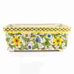 Fioriera rettangolare con decoro floreale in ceramica di Caltagirone
