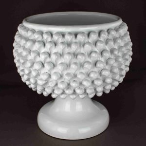 Pigna portavaso H cm 25 mezza pigna in ceramica di Caltagirone fatta a mano.