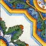 Piastrella in ceramica siciliana di Caltagirone decorata a mano serie Sicula decoro Barrafranca