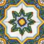 Piastrella in ceramica siciliana di Caltagirone decorata a mano serie Sicula decoro Barrafranca
