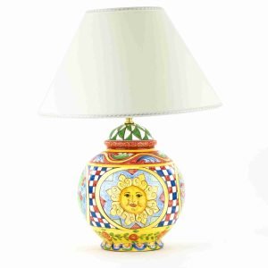 Lume in ceramica decorato a mano stile Carretto Siciliano ceramiche di Caltagirone