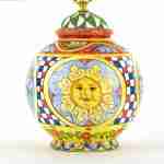 Lume in ceramica decorato a mano stile Carretto Siciliano ceramiche di Caltagirone