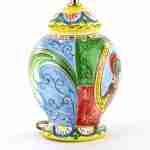 Abat-jour in ceramica H cm 19 con Paladino decorato a mano stile Carretto Siciliano