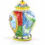 Abat-jour in ceramica H cm 19 con Paladino decorato a mano stile Carretto Siciliano