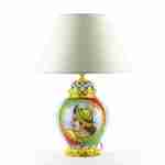 Lume con paladino in ceramica H 26 cm decorato a mano stile Carretto Siciliano