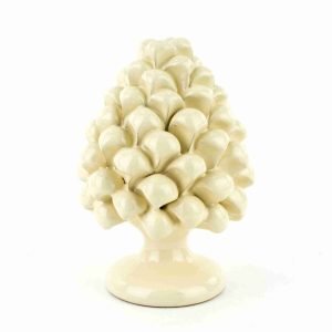 Pigna ornamentale beige in ceramica di Caltagirone fatta a mano H 20