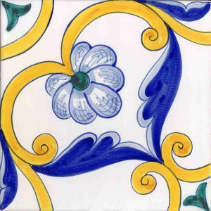 Piastrella Serie Ispanica decoro Osuna 1/4 maioliche siciliane