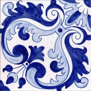 Piastrella siciliana Serie Ispanica decoro Siviglia Blu 1/4